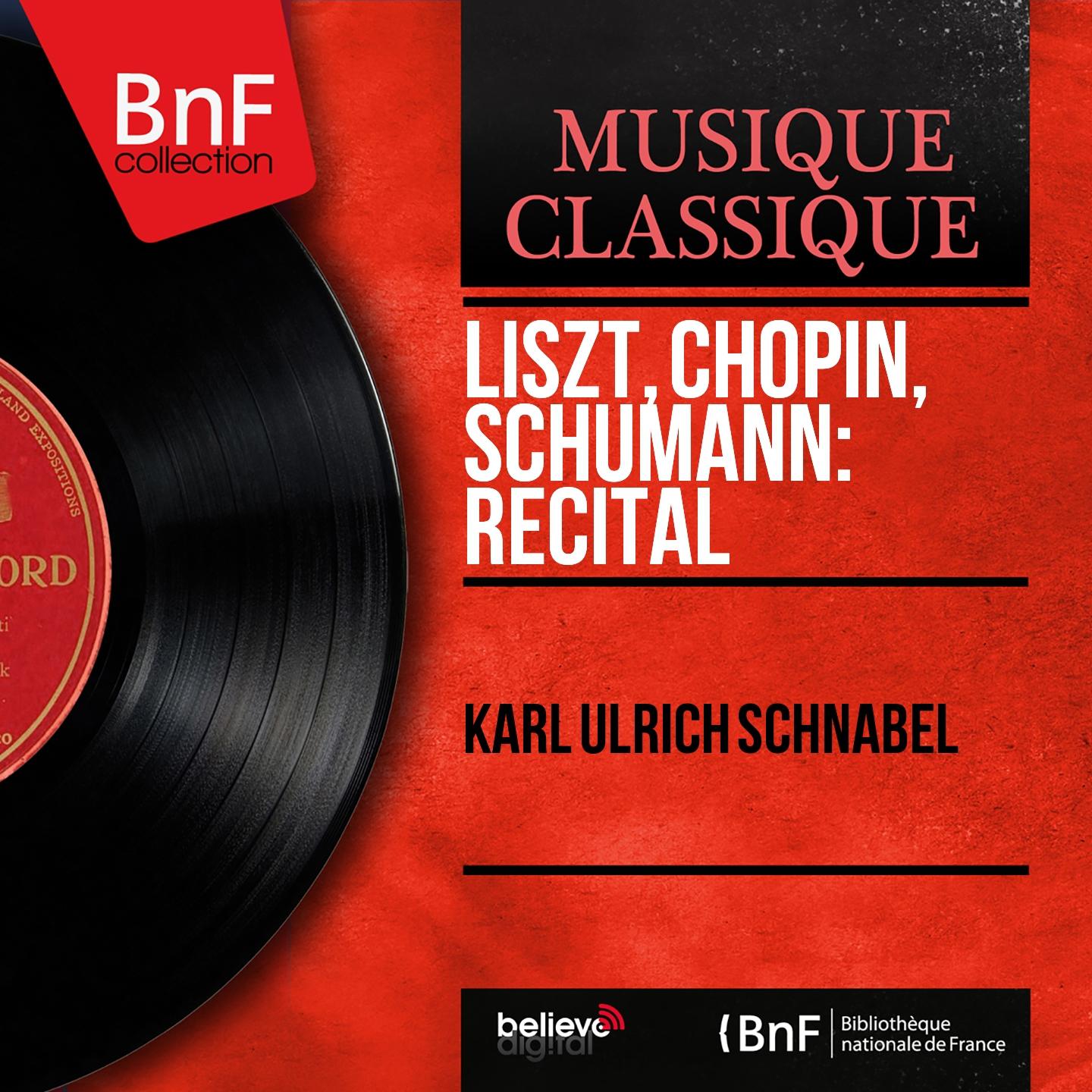 Постер альбома Liszt, Chopin, Schumann: Récital (Mono Version)