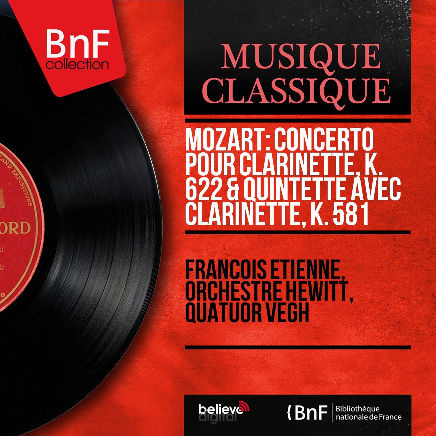 Постер альбома Mozart: Concerto pour clarinette, K. 622 & Quintette avec clarinette, K. 581 (Mono Version)