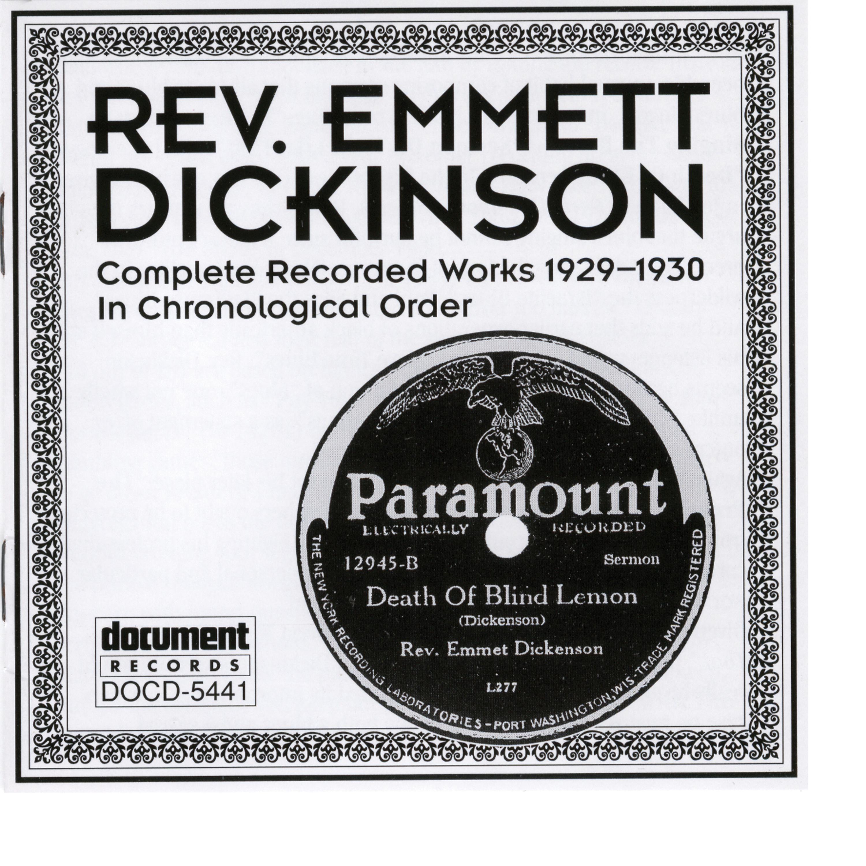 Постер альбома Rev. Emmett Dickinson (1929-1930)