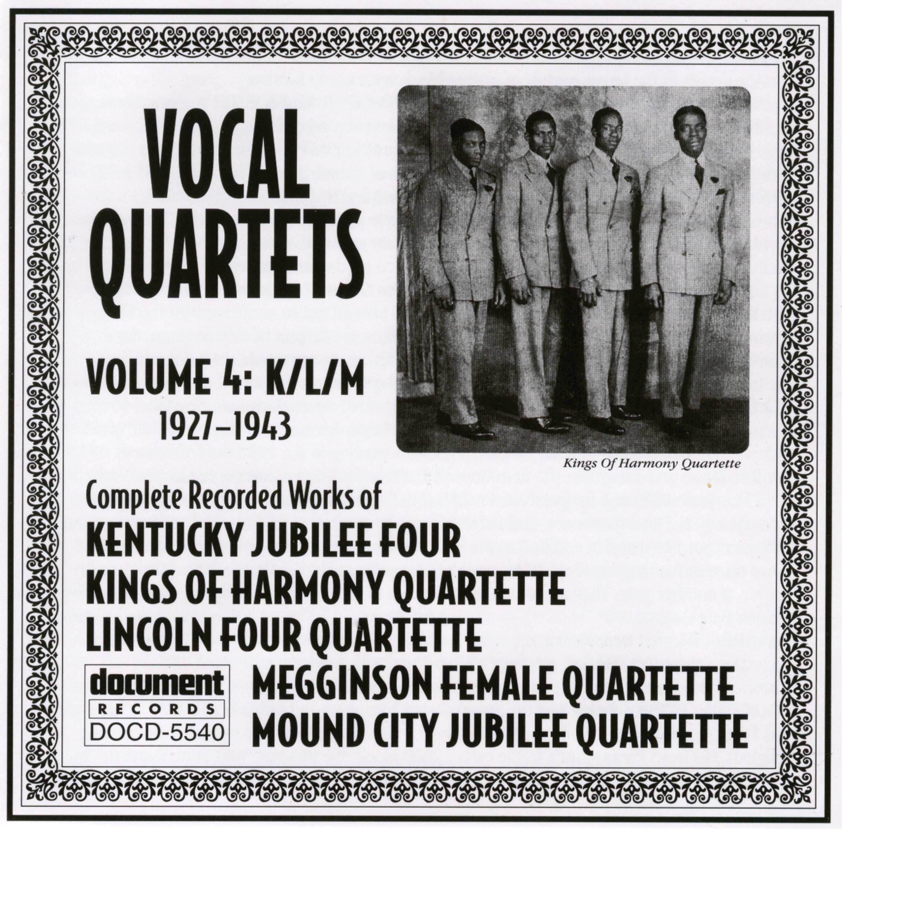 Постер альбома Vocal Quartets Vol. 4 K/L/M (1927-1943)