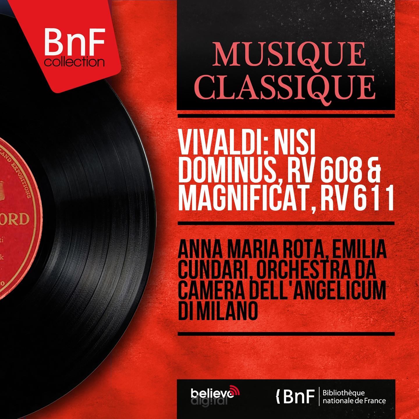 Постер альбома Vivaldi: Nisi dominus, RV 608 & Magnificat, RV 611 (Mono Version)
