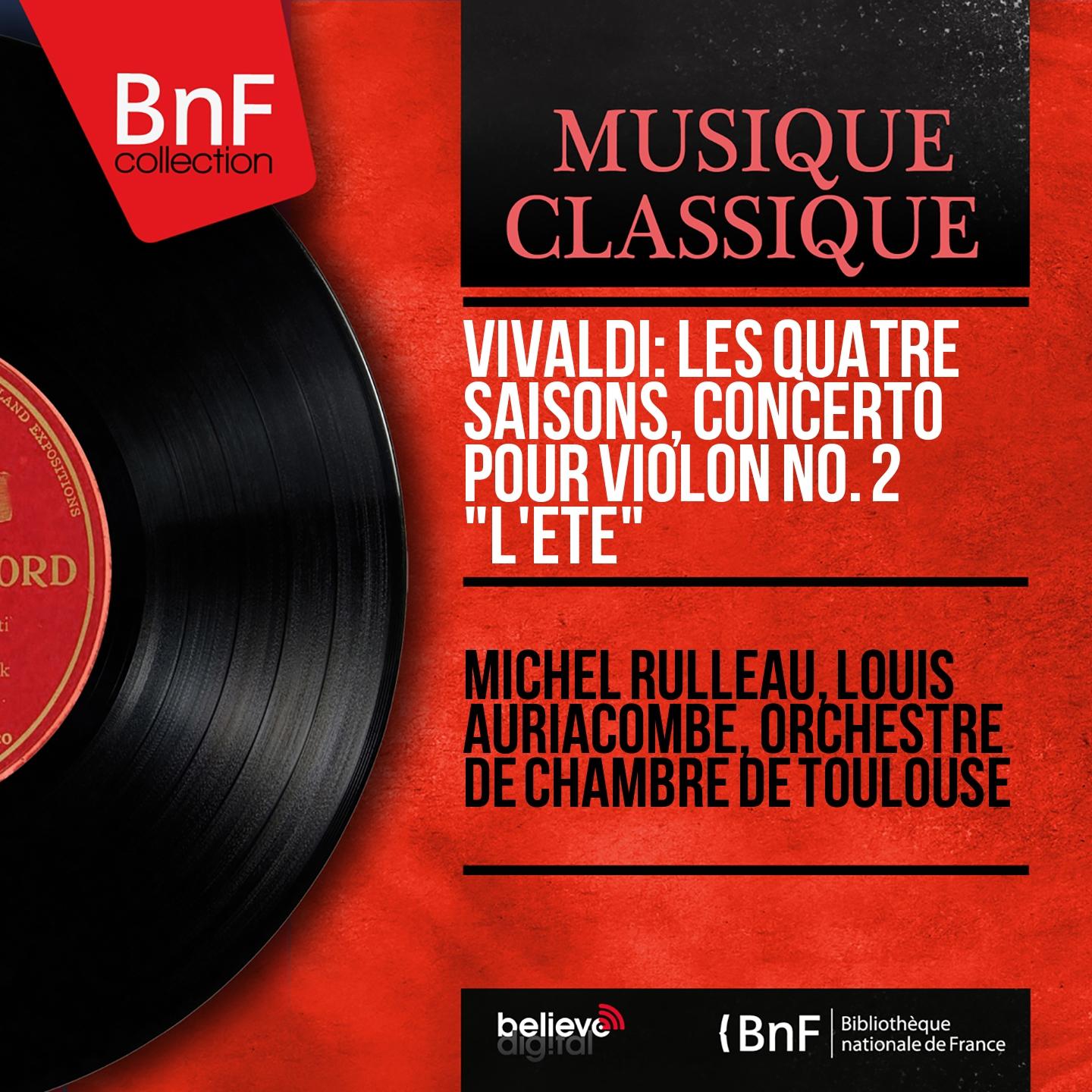 Постер альбома Vivaldi: Les quatre saisons, Concerto pour violon No. 2 "L'été" (Mono Version)