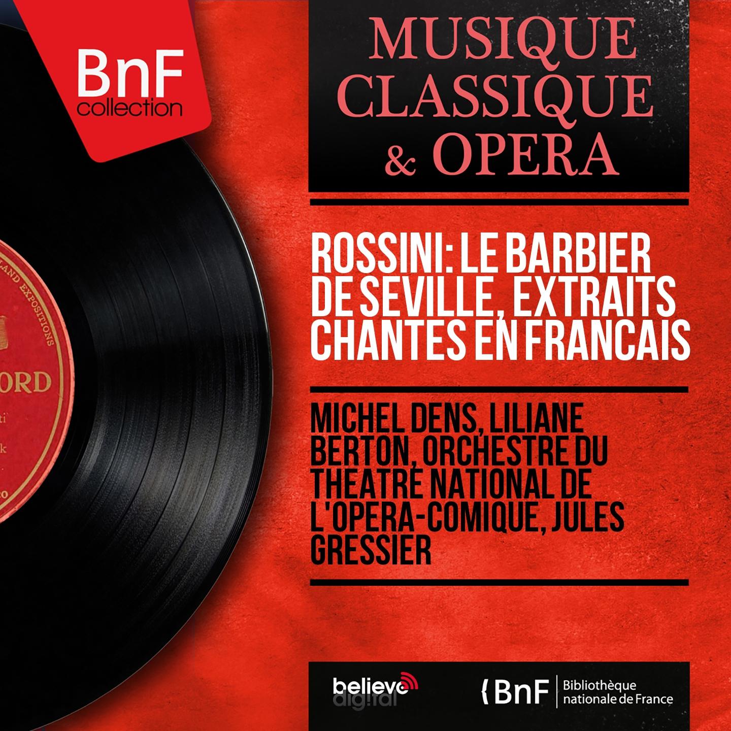 Постер альбома Rossini: Le barbier de Séville, extraits chantés en français (Mono Version)