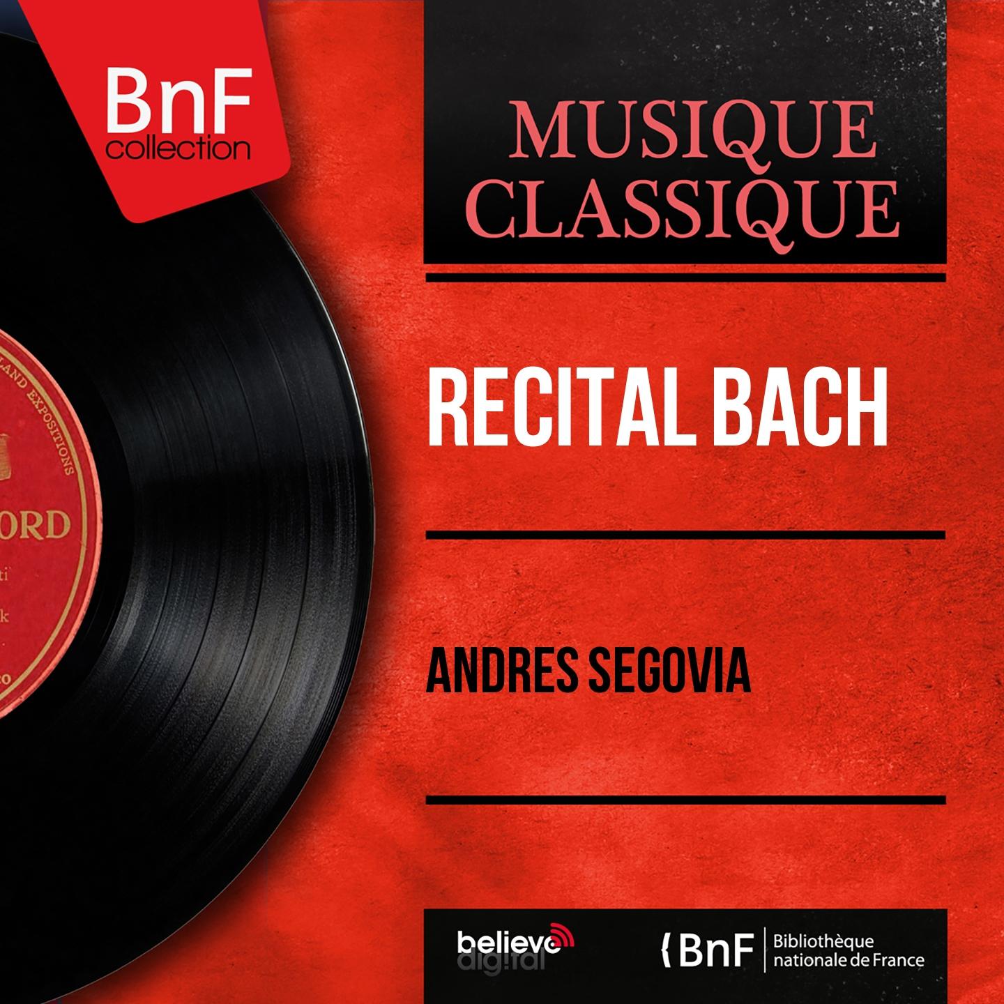 Постер альбома Récital Bach (Mono Version)