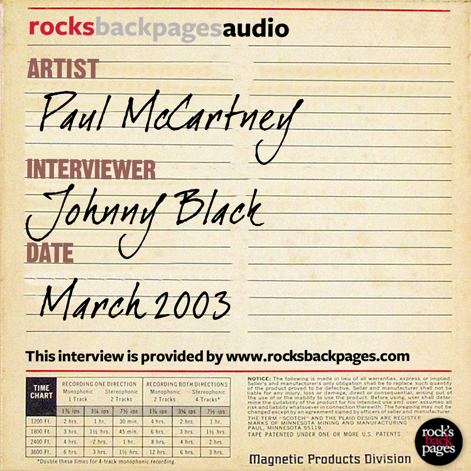 Постер альбома Paul McCartney Interviewed by Johnny Black
