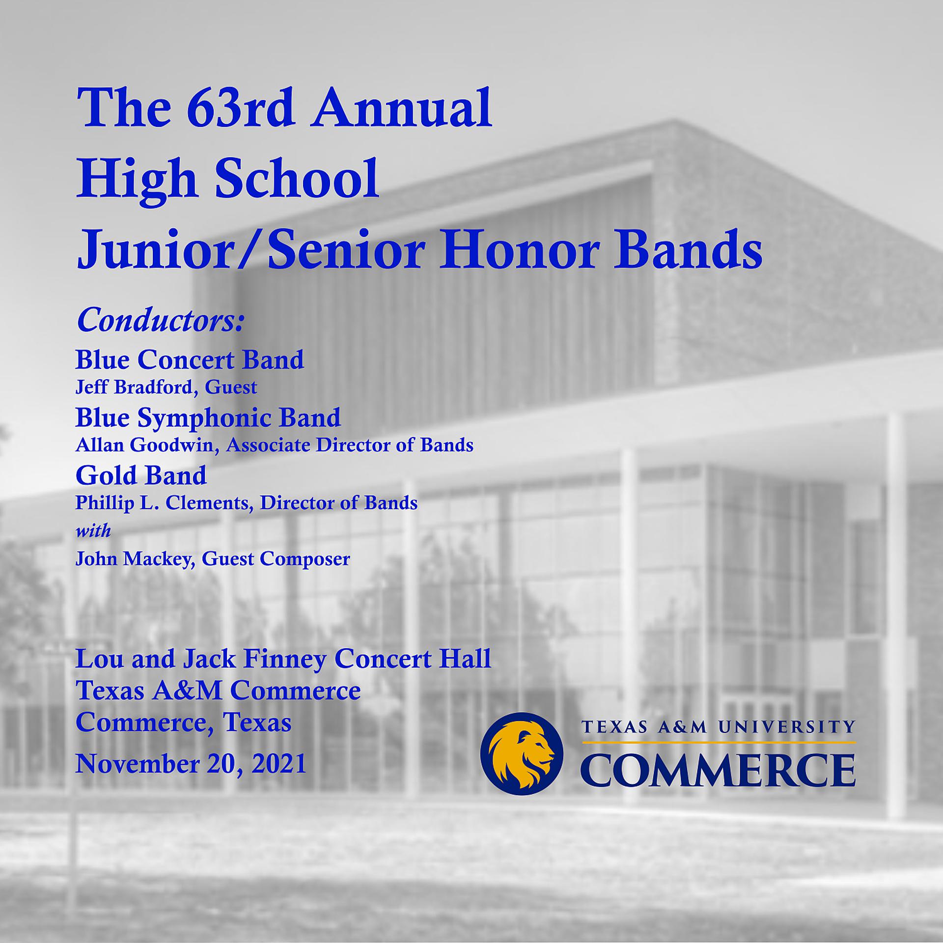 Постер альбома Texas A&M Commerce - 63rd Annual High School Jr./Sr. Honor Bands (2021) (Live)