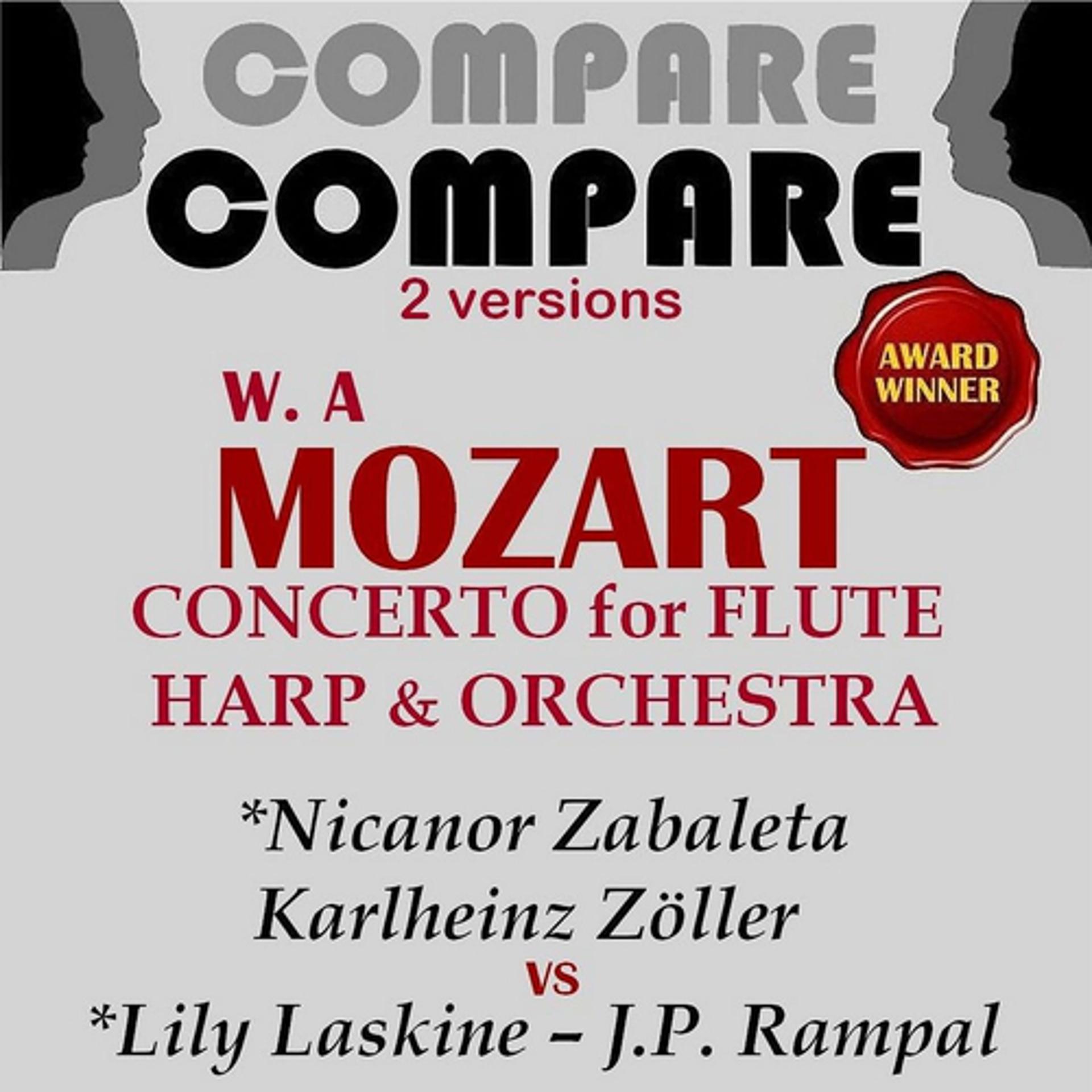Постер альбома Mozart: Concerto for Flute, Harp & Orchestra, Nicanor Zabaleta vs. Lily Laskine (Compare 2 Versions)
