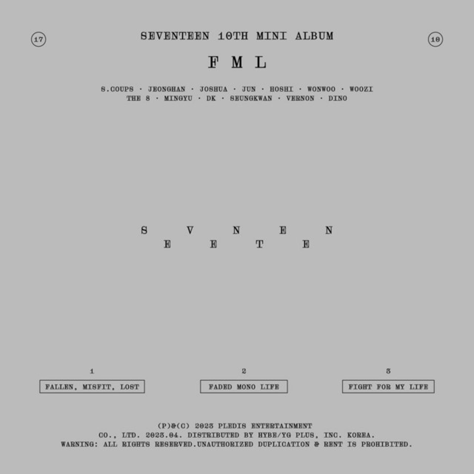 Постер альбома SEVENTEEN 10th Mini Album 'FML'