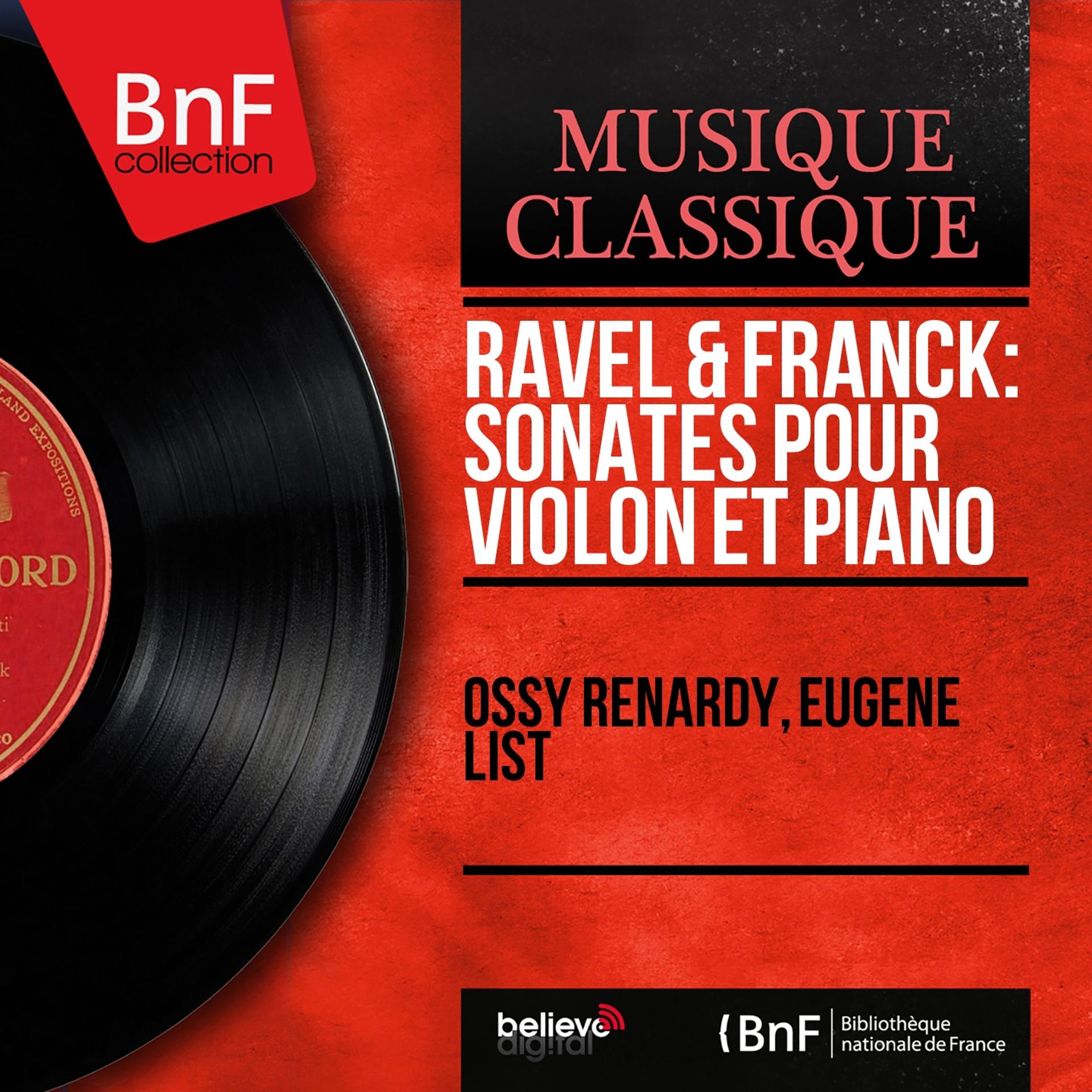 Постер альбома Ravel & Franck: Sonates pour violon et piano (Mono Version)