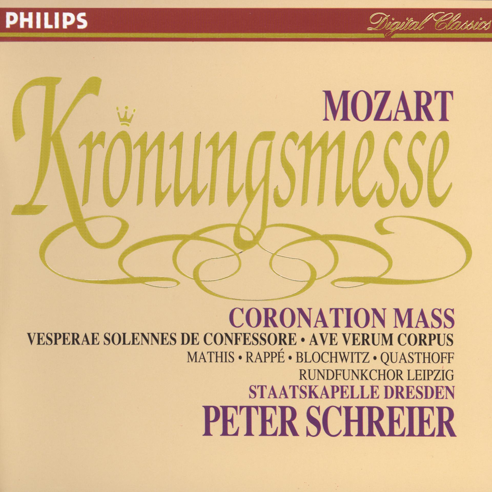 Постер альбома Mozart: Coronation Mass; Vesperae solennes de Confessore; Ave verum corpus